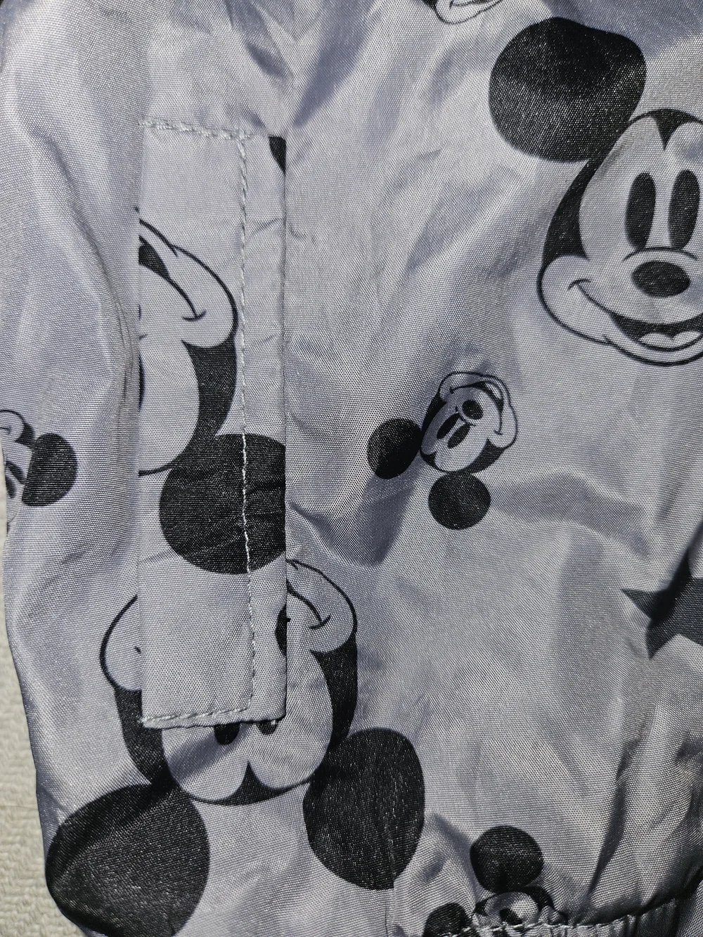 Disney Gray Mickey Mouse Hooded Windbreaker with Red Zipper